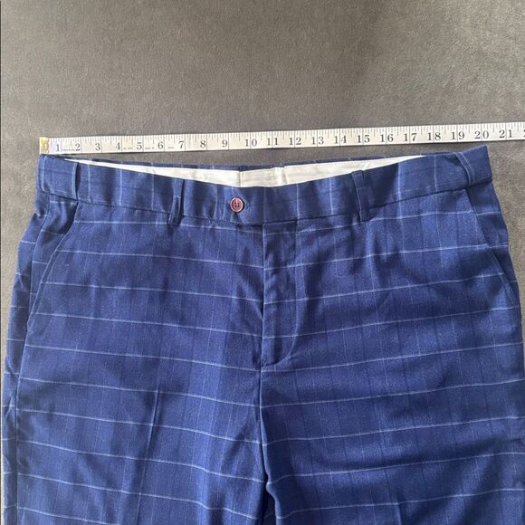 Men’s Blue Plaid 3 Piece Slim Fit Suit Notched Lapel Jacket 44 Pants 40 NEW - Picture 10 of 16